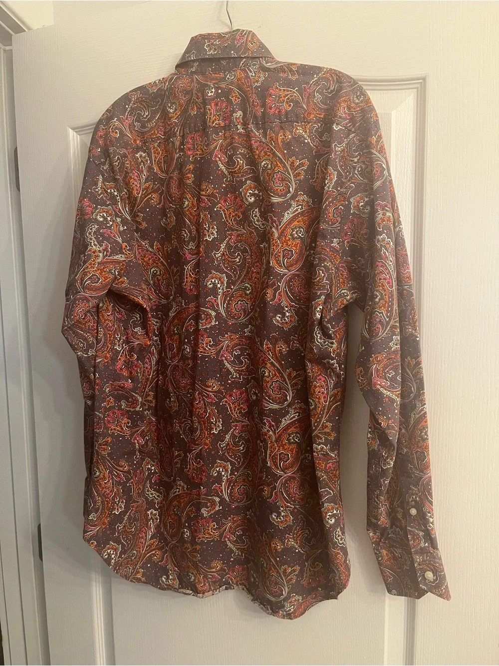 Tailorbyrd Brown Paisley Long-Sleeve Button-Down Shirt